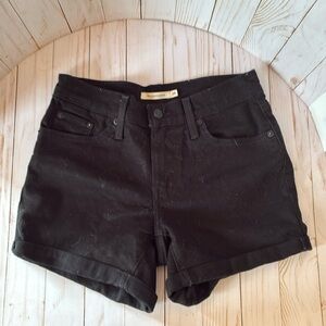 Levi's Mid-Length Cuffed Denim Jean Shorts Black Sz 26 Women’s
